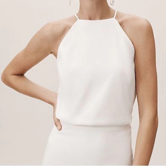 BHLDN Amy Kuschel Hayley Crepe White Halter Top - Picture 1 of 5